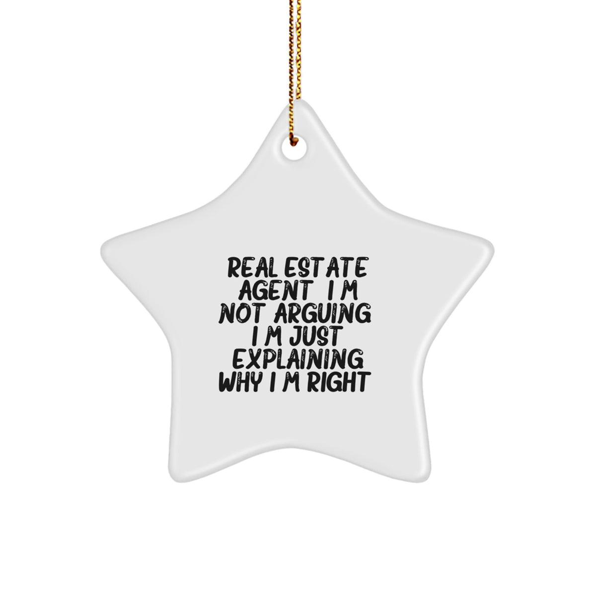 Funny Real Estate Agent Gifts for Friends Christmas Star Ornament - Gifts from Family to Coworkers - Image 1