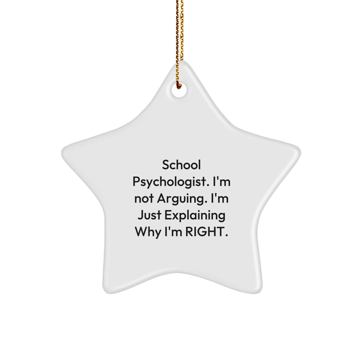 Funny School Psychologist Gifts from Friends for Christmas - White Star Ornament with Inspirational Quote, Perfect for School Psychologist Coworkers, Men or Women - Image 1