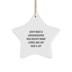 Funny groundskeeper Gifts from Friends - 'Don't Trust...' Star Ornament, White, 3.25 - Image 1