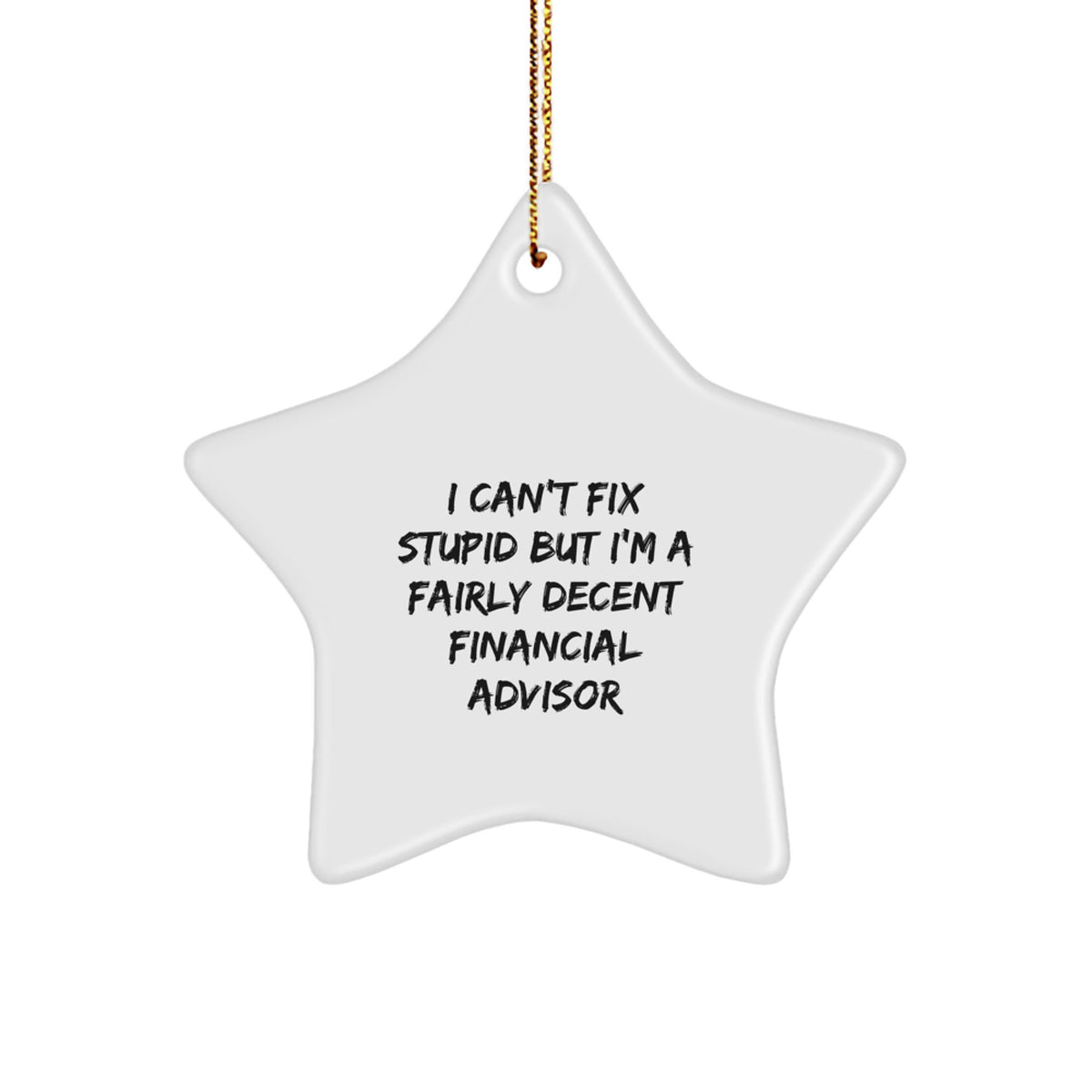 Funny Financial Advisor Gifts for Christmas - I Can't Fix Stupid But I'm A Fairly Decent Star Ornament, Gifts from Friends for Financial Advisor, Christmas Unique Ornament - Image 1