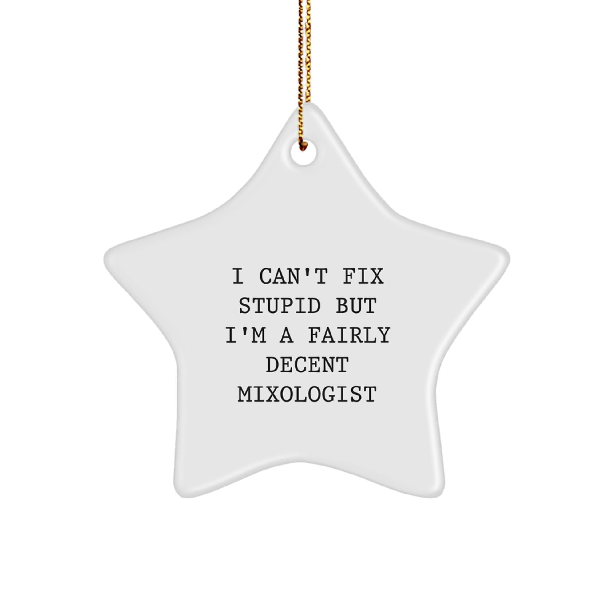 Funny Mixologist Gifts from Friends - Mixologist Star Ornament Christmas Decoration for Men Women Family - I Can't Fix Stupid But I'm A Fairly Decent Mixologist - Image 1