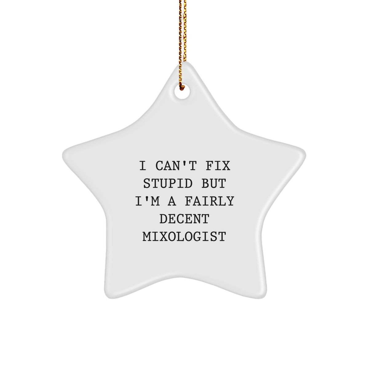 Funny Mixologist Gifts from Friends - Mixologist Star Ornament Christmas Decoration for Men Women Family - I Can't Fix Stupid But I'm A Fairly Decent Mixologist - Image 1