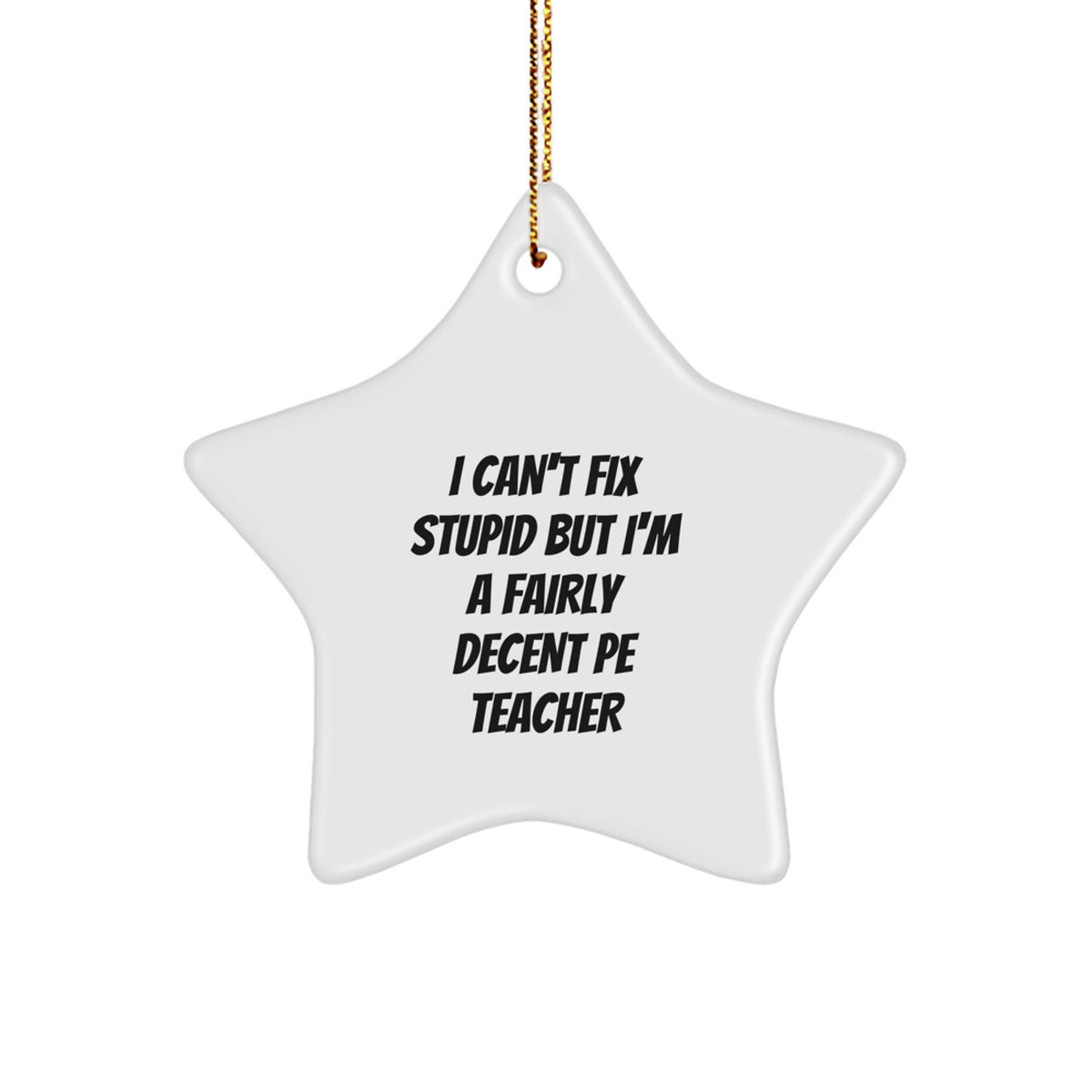 Funny PE Teacher Star Ornament Gift, PE Teacher Quotes for Christmas, Funny Teacher Gifts from Friends to PE Teacher - Image 1