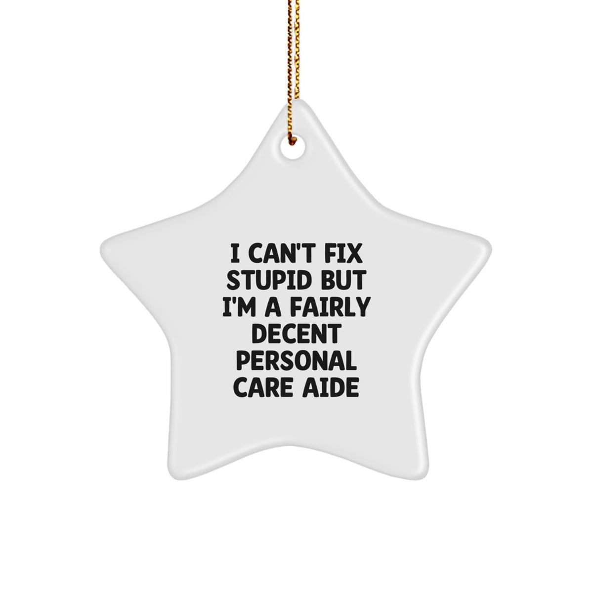 Funny Personal Care Aide Gifts from Family for Christmas Unique Star Ornament, I Can't Fix Stupid But I'm A Fairly Decent Personal Care Aide - Image 1