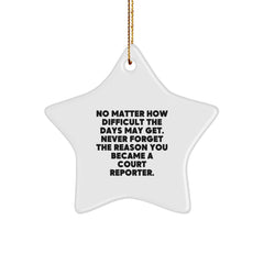 Funny Gifts for Court Reporter, Unique Court Reporter Star Ornament, Christmas Unique Gifts from Friends to Court Reporter - Image 1