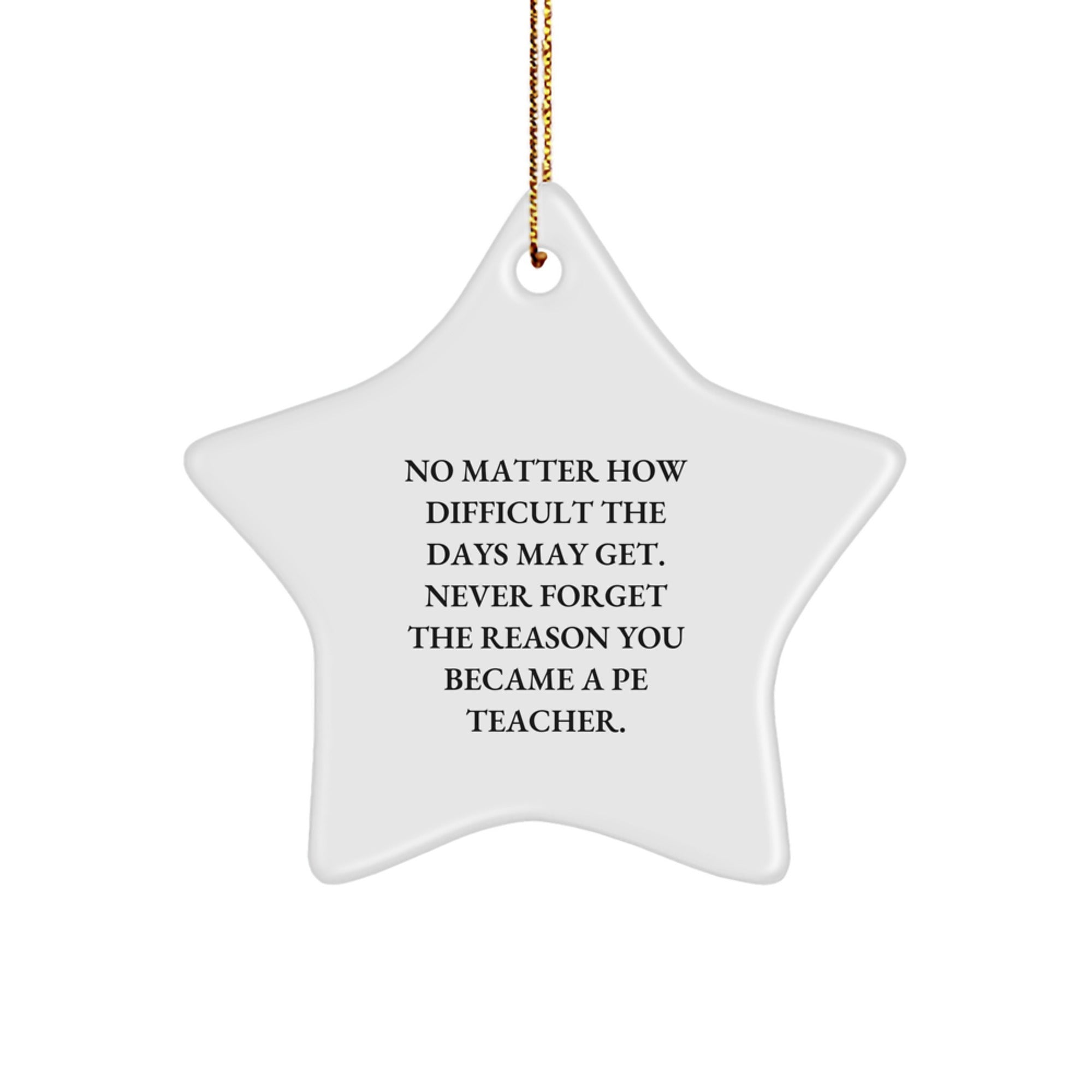 Funny PE Teacher Star Ornament Gifts from Men or Women to PE Teachers, Friends, Family or Coworkers - Inspirational Quote - Christmas Unique Gifts - Image 1