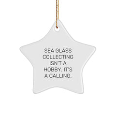Sea Glass Collecting Enthusiast Gifts from Friends for Christmas - Funny Star Ornament Quote, White Star Shaped Decoration, Gifts for Sea Glass Collecting Men, Women, Family - Image 1