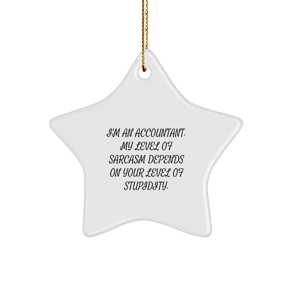 Funny Accountant Gifts, 'I'm An Accountant. My Level Of Sarcasm Depends On Your Level Of Stupidity.' Star Ornament for Christmas, Gifts from Friends to Accountants - Image 1