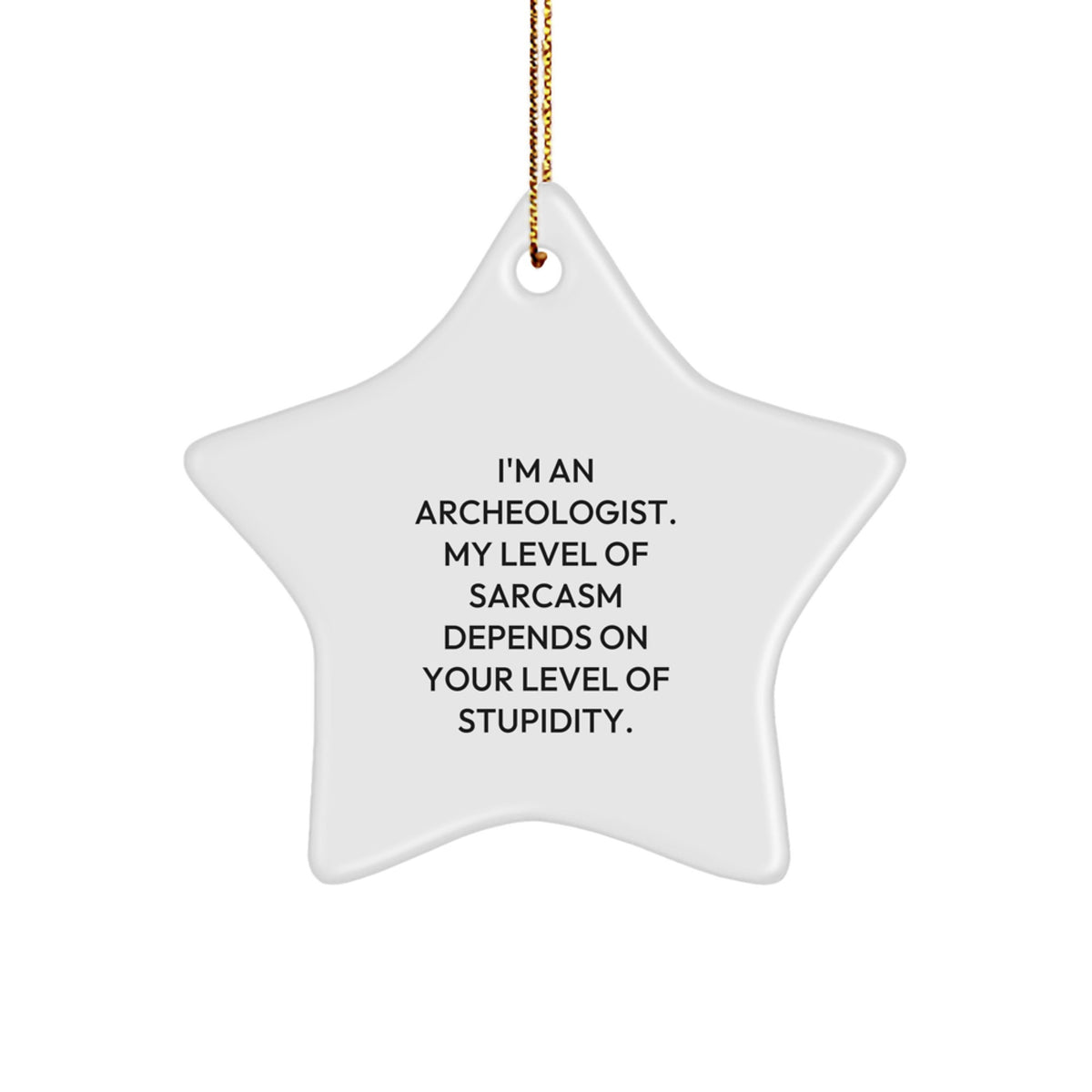 Archeologist Gifts, 'I'm An Archeologist. My Level Of Sarcasm Depends On Your Level Of Stupidity.' Funny Star Ornament, Gifts from Friends for Christmas - Image 1