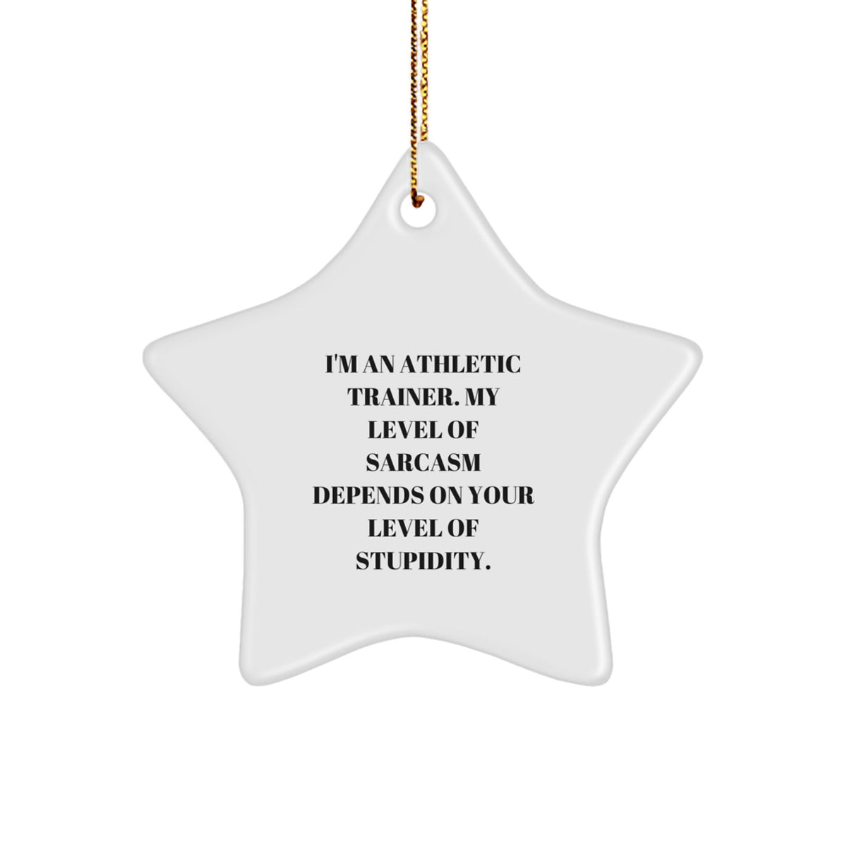Funny Athletic Trainer Gifts from Friends and Family - Star Ornament with I'm An Athletic Trainer. My Level Of Sarcasm Depends On Your Level Of Stupidity. - Image 1