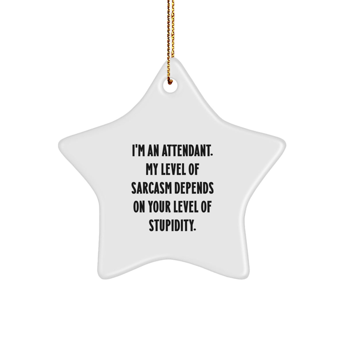 Funny Attendant Gifts, I'm An Attendant. My Level Of Sarcasm Depends On Your Level Of Stupidity., Christmas Star Ornament, Gifts from Friends to Attendants, Perfect for Home Decor - Image 1
