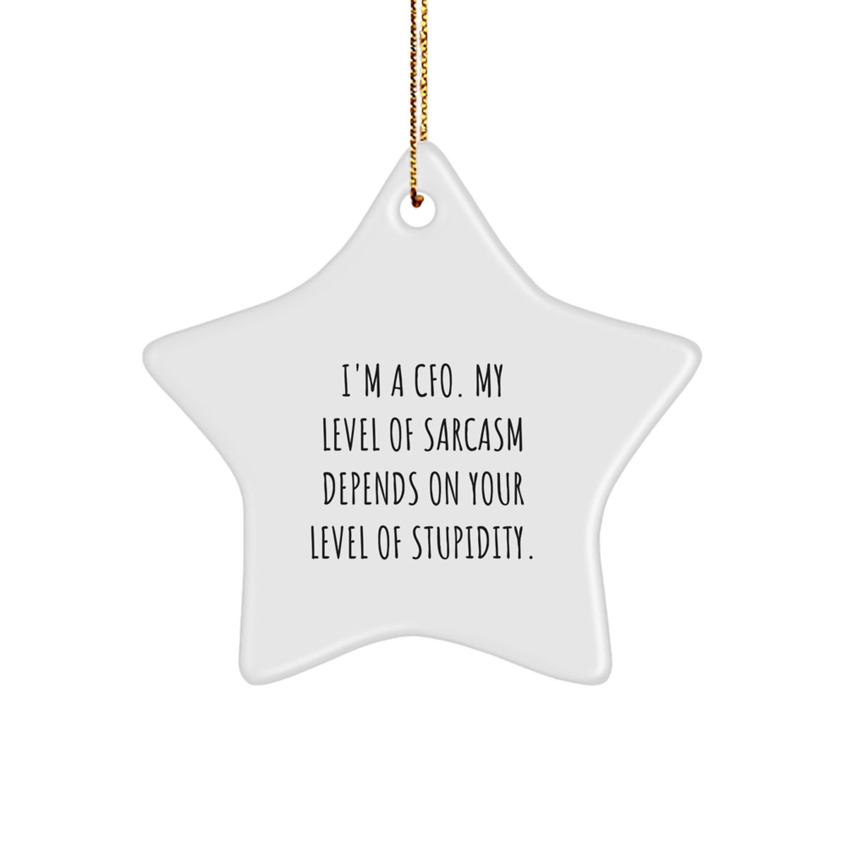 Funny CFO Gifts - 'I'm A CFO. My Level Of Sarcasm Depends On Your Level Of Stupidity.' Star Ornament for Christmas, Gifts from Friends to CFO, CFO Gifts for Men, Gifts for Women - Image 1
