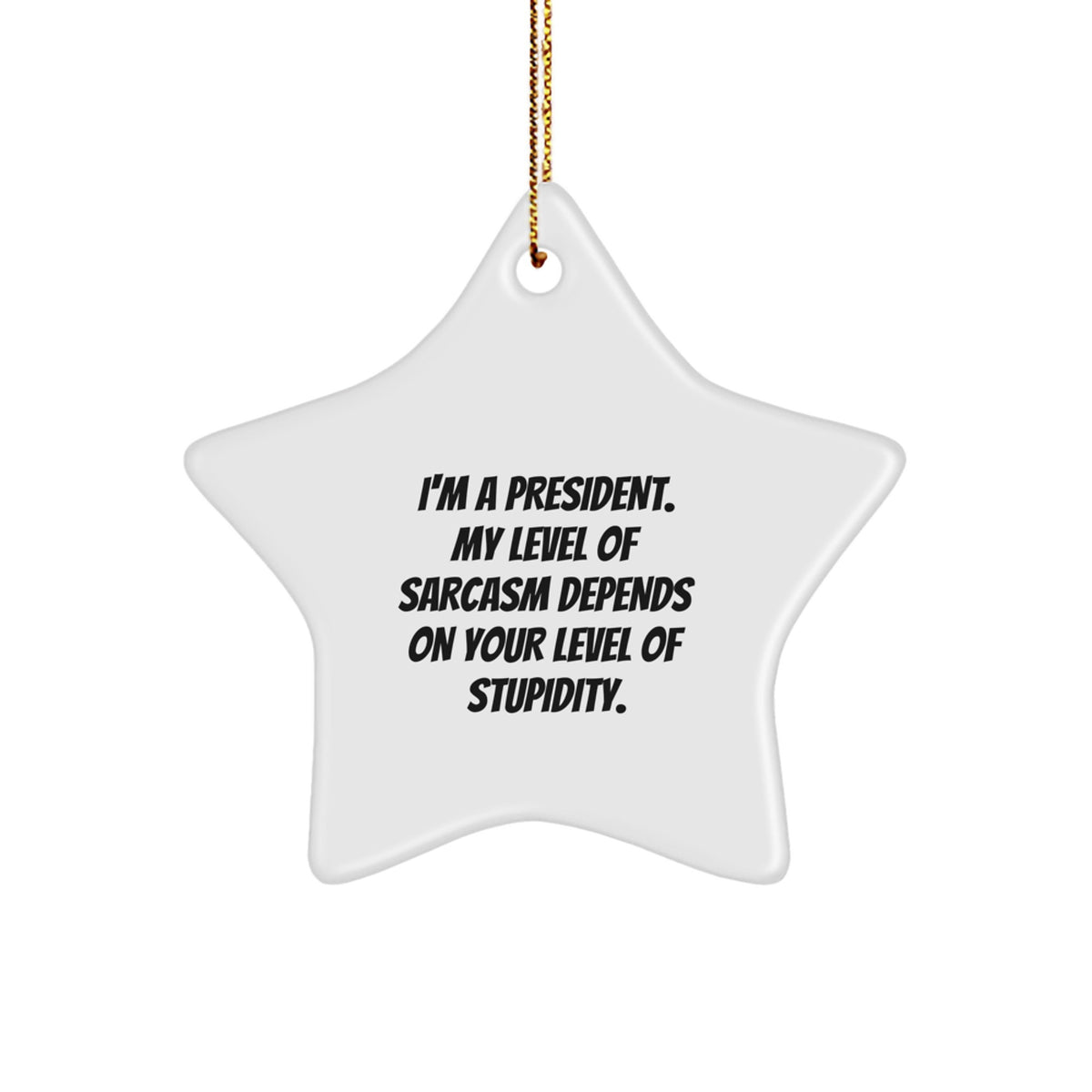 Funny President Star Ornament Gifts from Friends for Christmas - I'm A President, My Level Of Sarcasm Depends On Your Level Of Stupidity. - Image 1