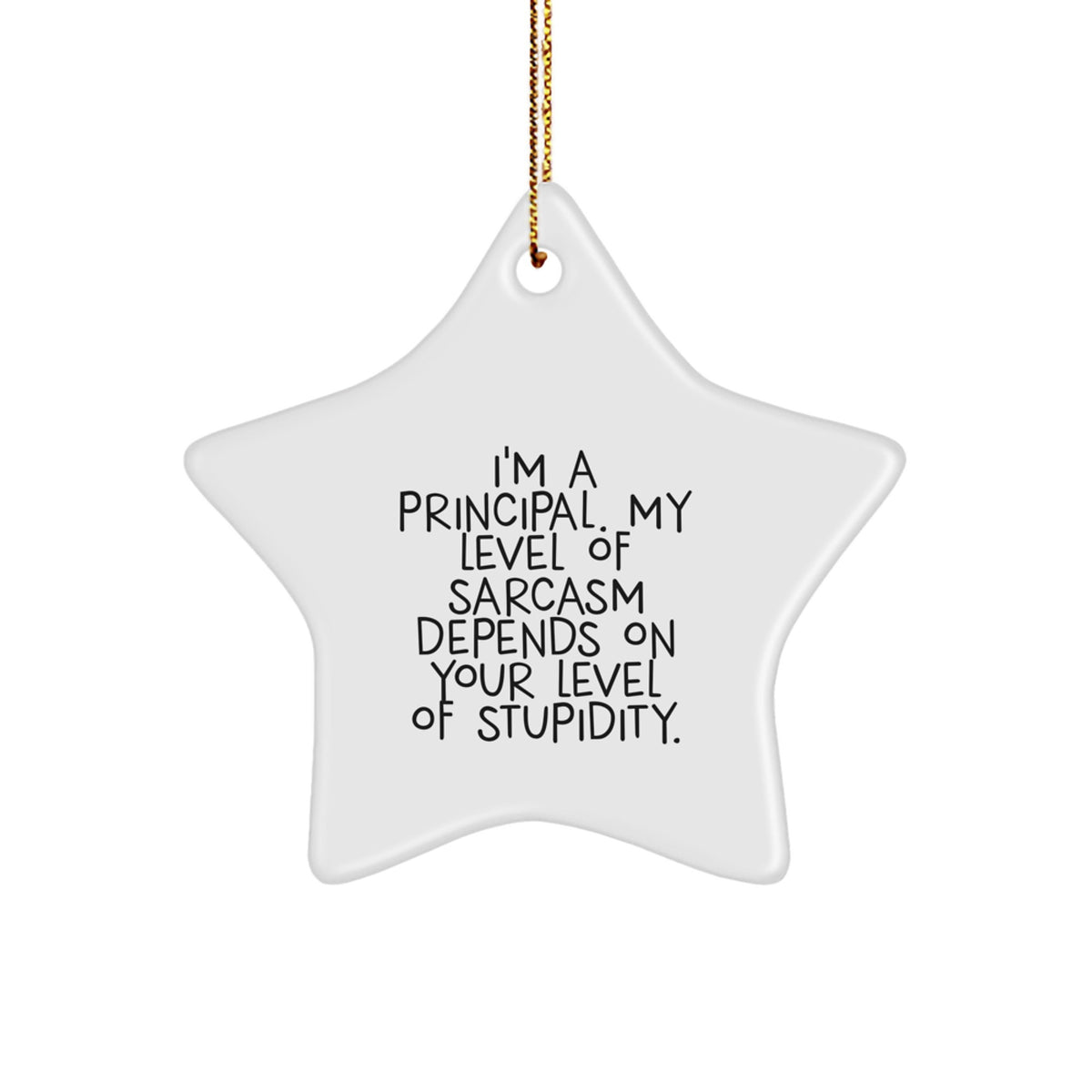 Funny Principal Gifts, I'm A Principal, My Level Of Sarcasm Depends On Your Level Of Stupidity. Star Ornament for Christmas Unique Gifts from Friends to Principal - Image 1