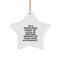 Funny Registered Nurse Gifts from Friends for Christmas, Inspirational Star Ornament, Sarcastic Quote, Unique Nurse Decor - Image 1