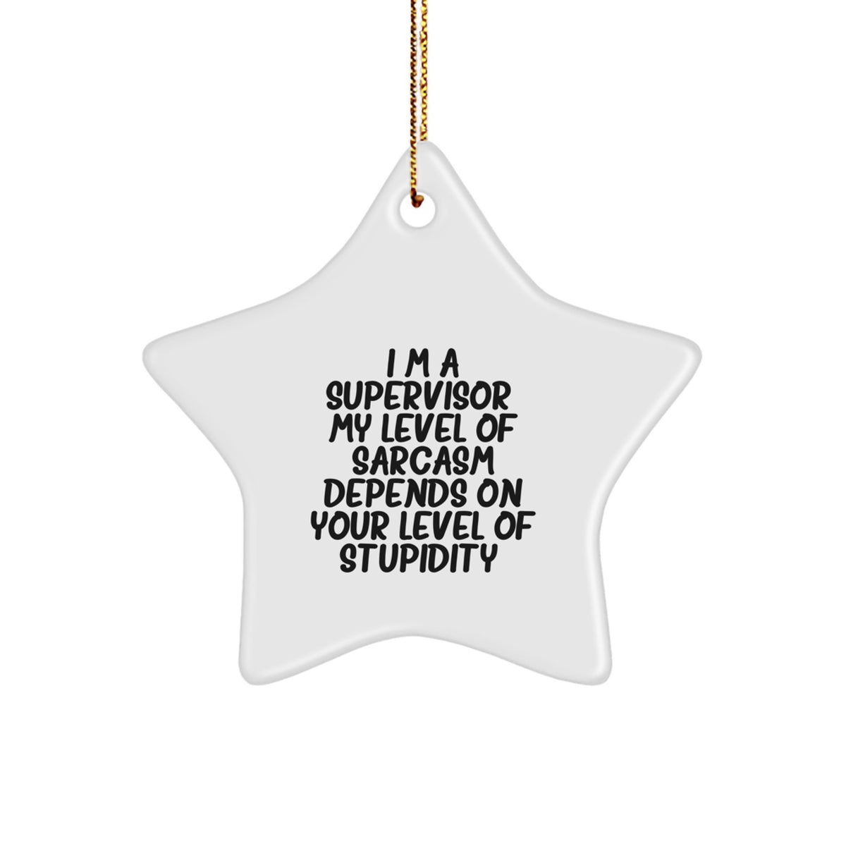 Funny Supervisor Star Ornament, Gifts from Friends and Family, 'I'm A Supervisor. My Level Of Sarcasm Depends On Your Level Of Stupidity.', Christmas Unique Gifts for Supervisor - Image 1