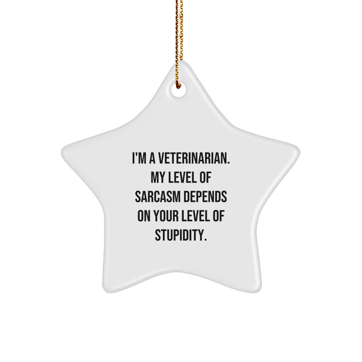 Veterinarian Gifts - Funny Sarcasm Star Ornament for Christmas, 'I'm A Veterinarian. My Level Of Sarcasm Depends On Your Level Of Stupidity.' Gifts from Friends to Family - Image 1