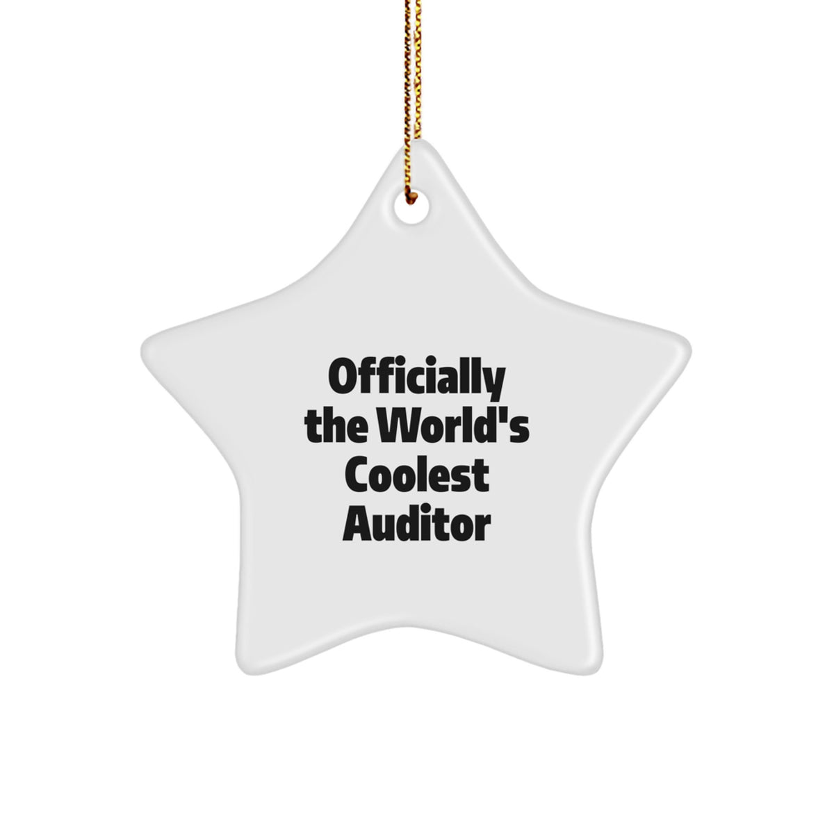 Funny Gifts for Auditor - 'Officially The World's Coolest Auditor' White Star Ornament, Christmas Unique Gifts from Friends, Family - Image 1