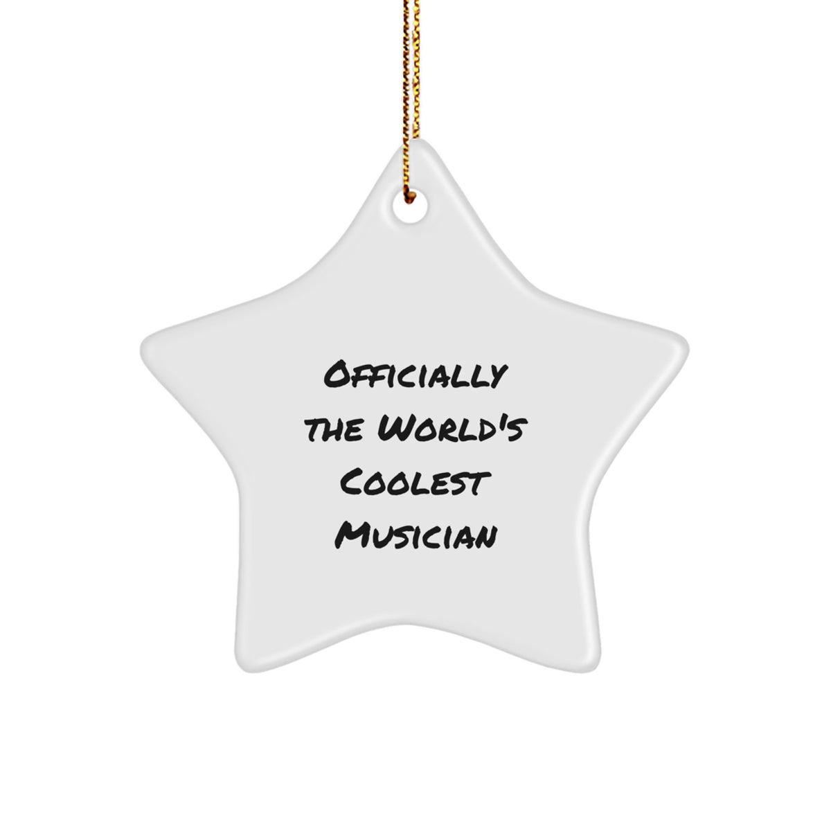 Musician Gifts from Friends for Christmas - 'Officially The World's Coolest Musician' Star Ornament, White Color, 3.25'' Tall, Lightweight, and Durable - Image 1