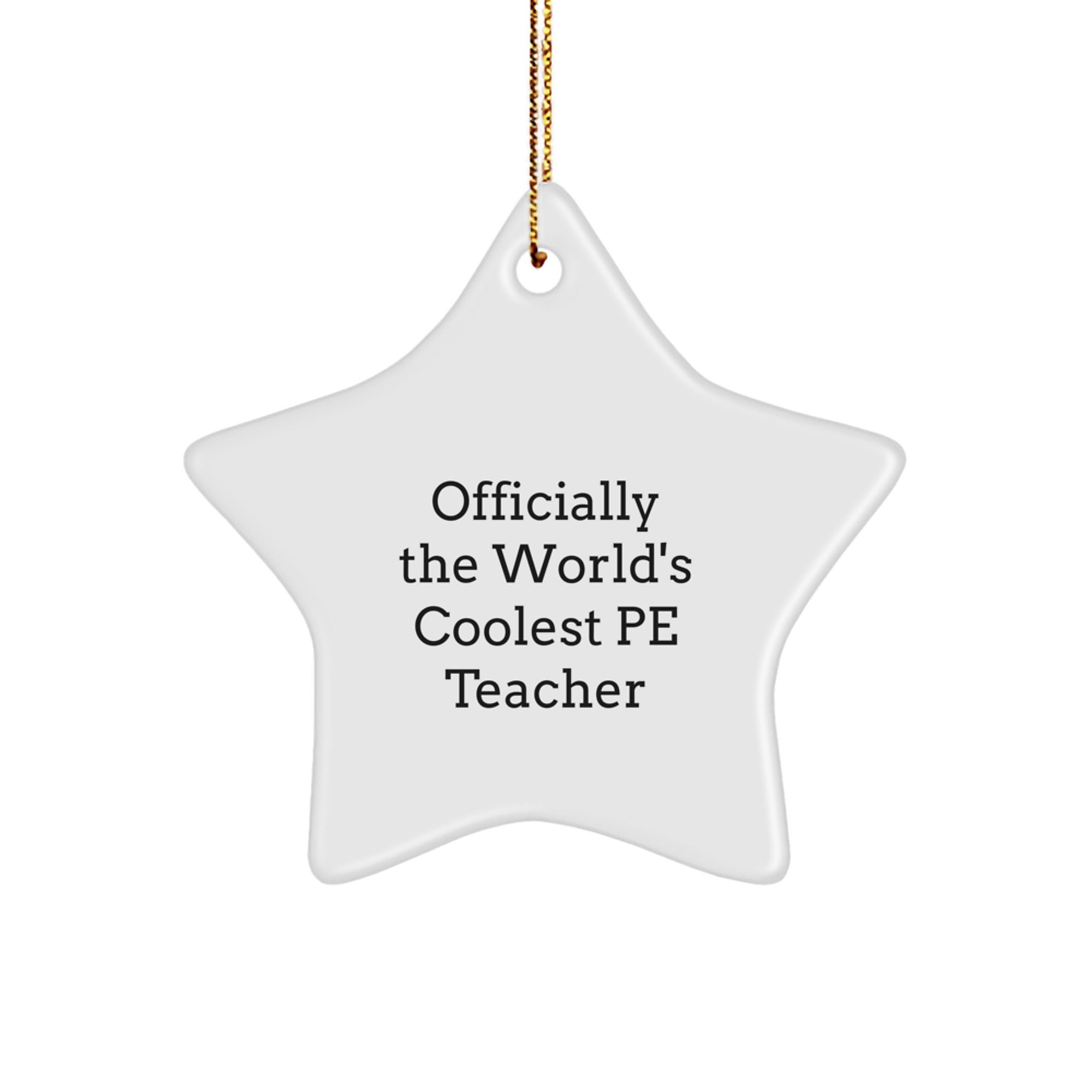 Funny PE Teacher Gifts for Men - Officially The World's Coolest PE Teacher Star Ornament, Gifts from Men, Friends, Coworkers to PE Teacher, Men, Women, Christmas Unique Presents - Image 1