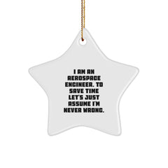 Funny Aerospace Engineer Christmas Unique Gifts for Him from Friends - Star Ornament - Image 1