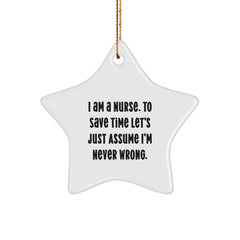 Funny Nurse Quote Star Ornament Gifts for Nurses by Friends, Christmas Unique Star Decorations - Image 1