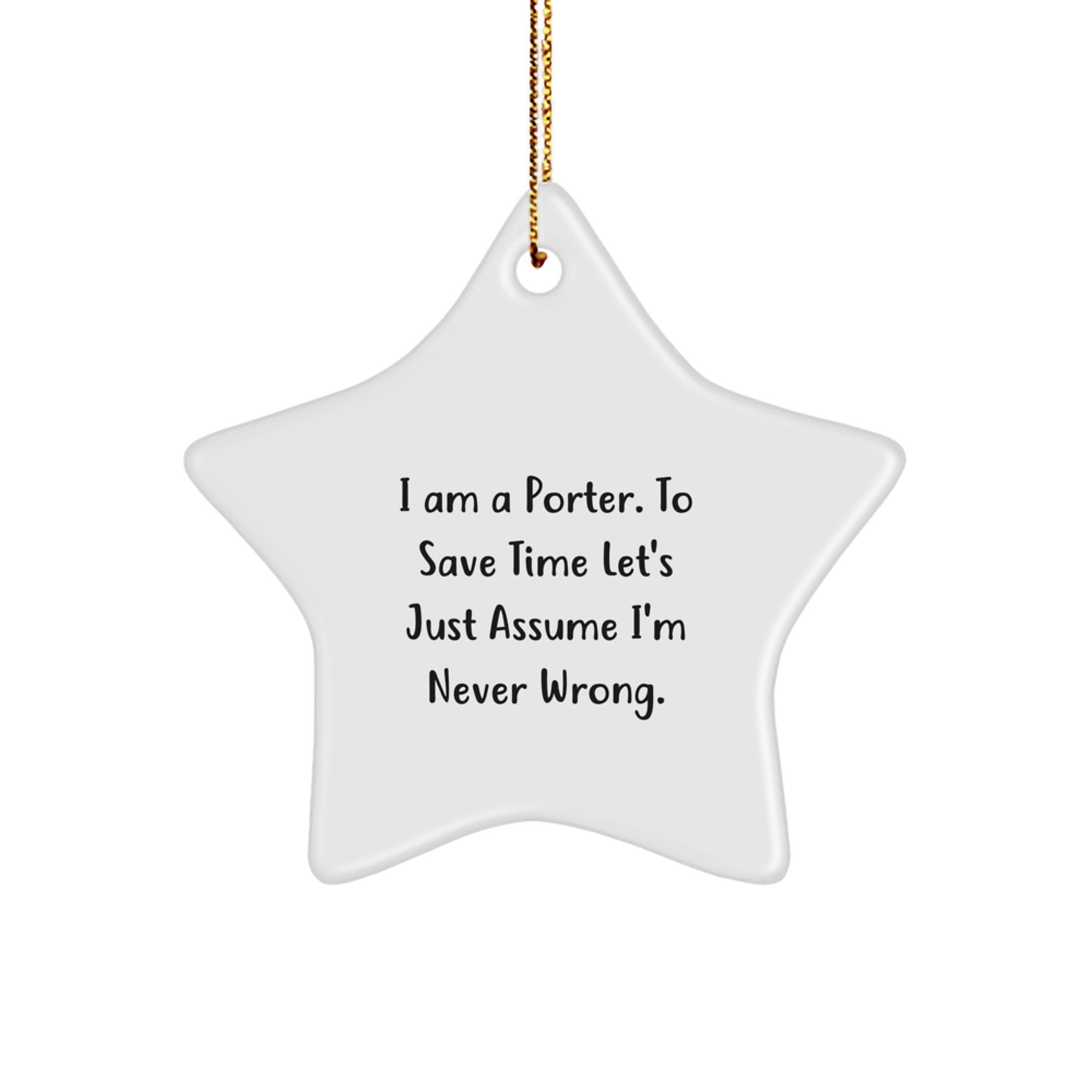 Funny Porter Gifts, Star Ornament for Porter, Unique Christmas Unique Gifts for Men from Friends - Image 1