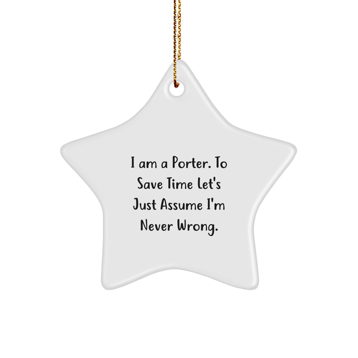 Funny Porter Gifts, Star Ornament for Porter, Unique Christmas Unique Gifts for Men from Friends - Image 1