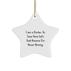 Funny Porter Gifts, Star Ornament for Porter, Unique Christmas Unique Gifts for Men from Friends - Image 1