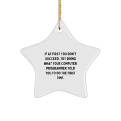 Funny Computer Programmer Star Ornament Gift from Friends for Christmas Unique - Image 1