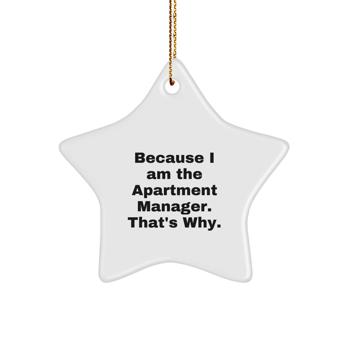 Funny Apartment Manager Gifts for Christmas - 'Because I Am The Apartment Manager. That's Why.' Star Ornament, Gifts from Friends, Gifts for Apartment Manager - Image 1