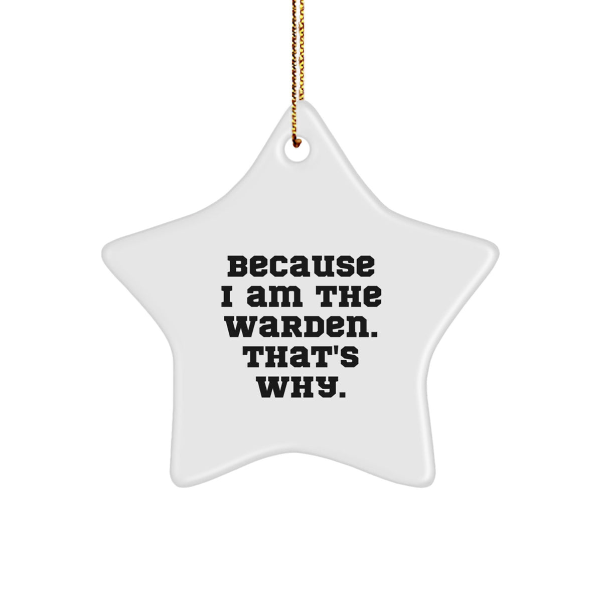 Warden Gifts Because I Am The Warden. That's Why., Star Ornament for Christmas Unique Gifts from Friends to Family - Image 1
