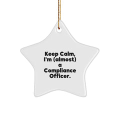 Funny Compliance Officer Gifts - Keep Calm Almost Star Ornament for Compliance Officers, Compliance Officer Star Decor, Christmas Unique Gifts from Friends to Compliance Officers - Image 1
