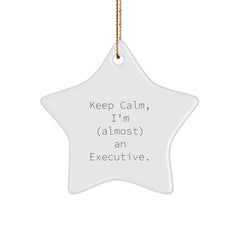 Executive Gifts: Funny Quote Star Ornament, 'Keep Calm I'm (almost) An Executive', Perfect Christmas Unique Gifts from Men to Executive Friends, Coworkers, Family - Image 1
