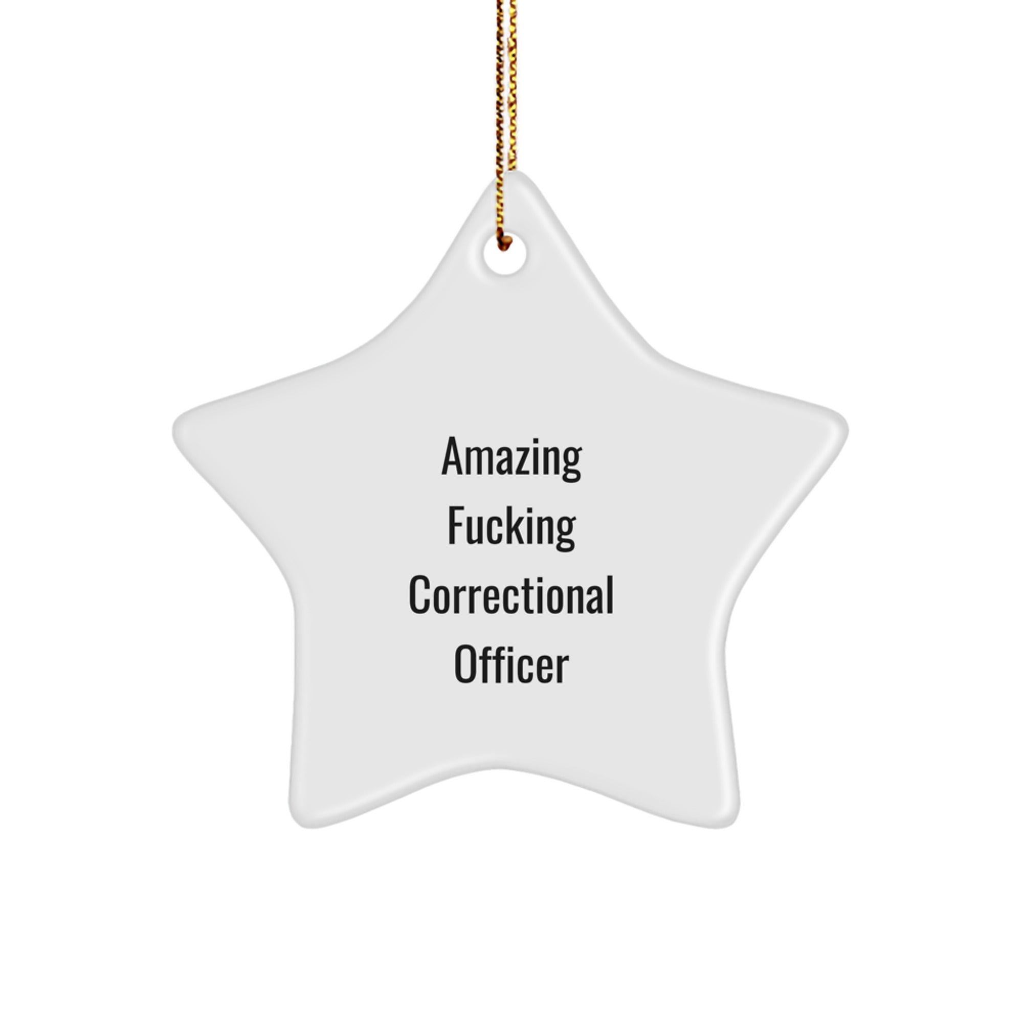 Funny Correctional Officer Gifts from Men to Correctional Officer - Star Ornament, 'Amazing F--king Correctional Officer' Quote, Christmas Unique Gifts - Image 1
