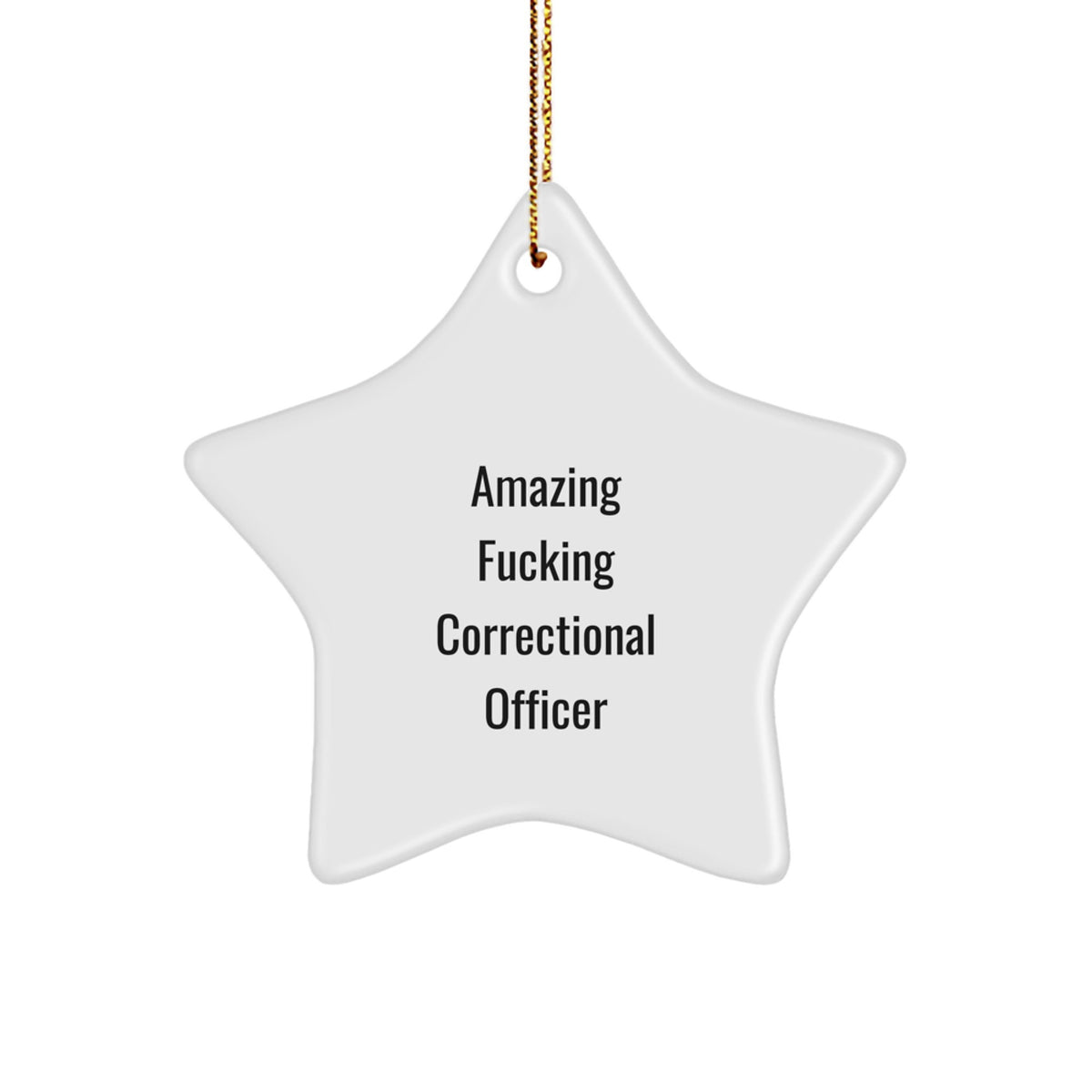Funny Correctional Officer Gifts from Men to Correctional Officer - Star Ornament, 'Amazing F--king Correctional Officer' Quote, Christmas Unique Gifts - Image 1