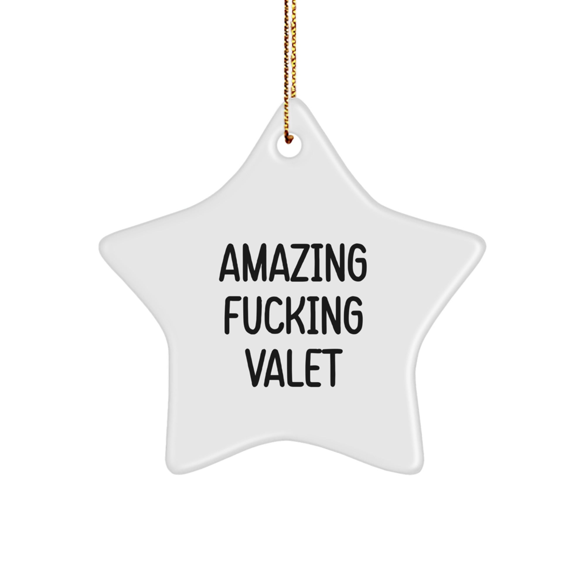 Funny Valet Gifts from Friends, Star Ornament Quote 'Amazing F--king Valet' for Christmas Unique Gifts - Image 1