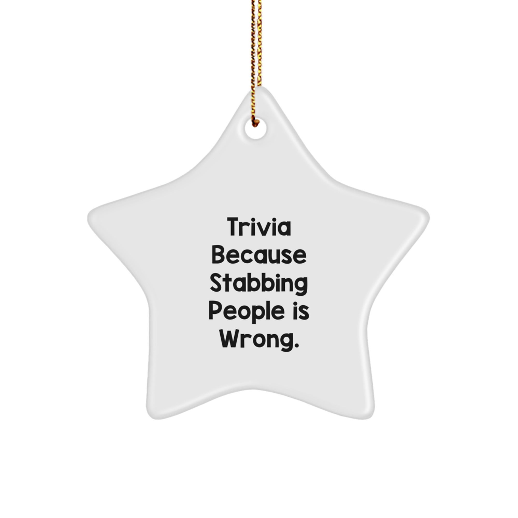 Trivia Enthusiasts' Delight, Funny Star Ornament, Gifts from Friends, for Trivia Addicts This Christmas - Image 1