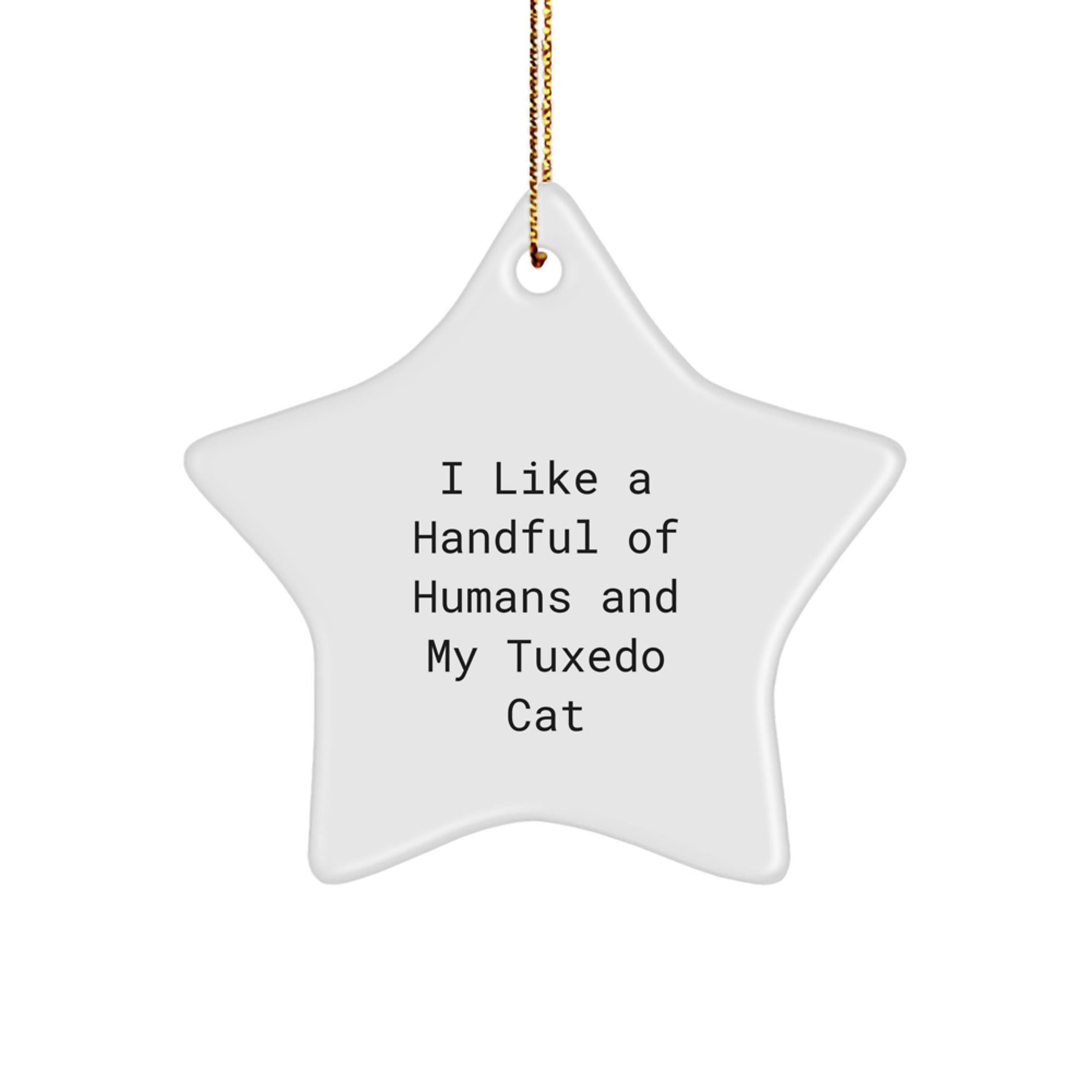 Funny Tuxedo Cat Star Ornament Gifts for Men, Women, Friends, Family - I Like A Handful Of Humans And My Tuxedo Cat - Image 1