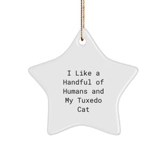 Funny Tuxedo Cat Star Ornament Gifts for Men, Women, Friends, Family - I Like A Handful Of Humans And My Tuxedo Cat - Image 1