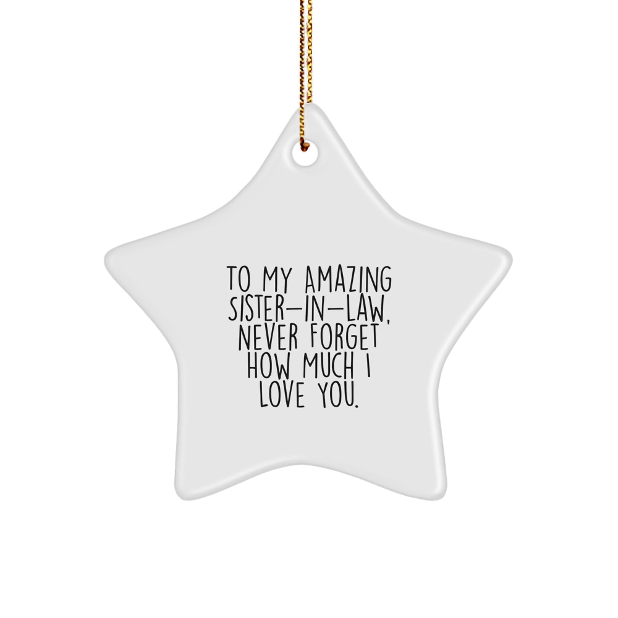 Funny Sister-in-law Gifts from Men to Women, Star Ornament, 'To My Amazing Sister-in-law, Never Forget How Much I Love You.' - Christmas Unique Gifts for Sister-in-law - Image 1