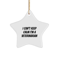 I Can't Keep Calm I'm A Veterinarian Funny Christmas Star Ornament, Gifts from Men, Women, Friends, Coworkers, Family, Gifts for Veterinarian, Unique Holiday Decorations - Image 1