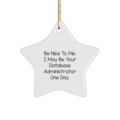 Funny Database Administrator Gifts, 'Be Nice To Me...' Star Ornament, Gifts from Friends for Christmas - Image 1