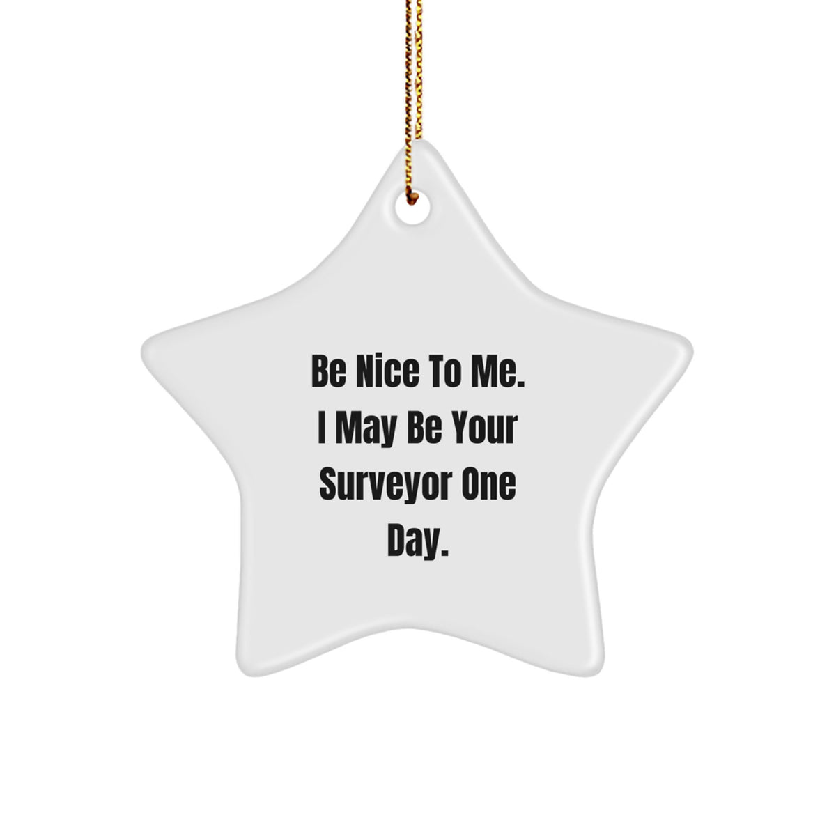 Funny Surveyor Gifts from Friends for Men - White Star Ornament with Be Nice To Me Quote, Christmas Unique Gifts - Image 1