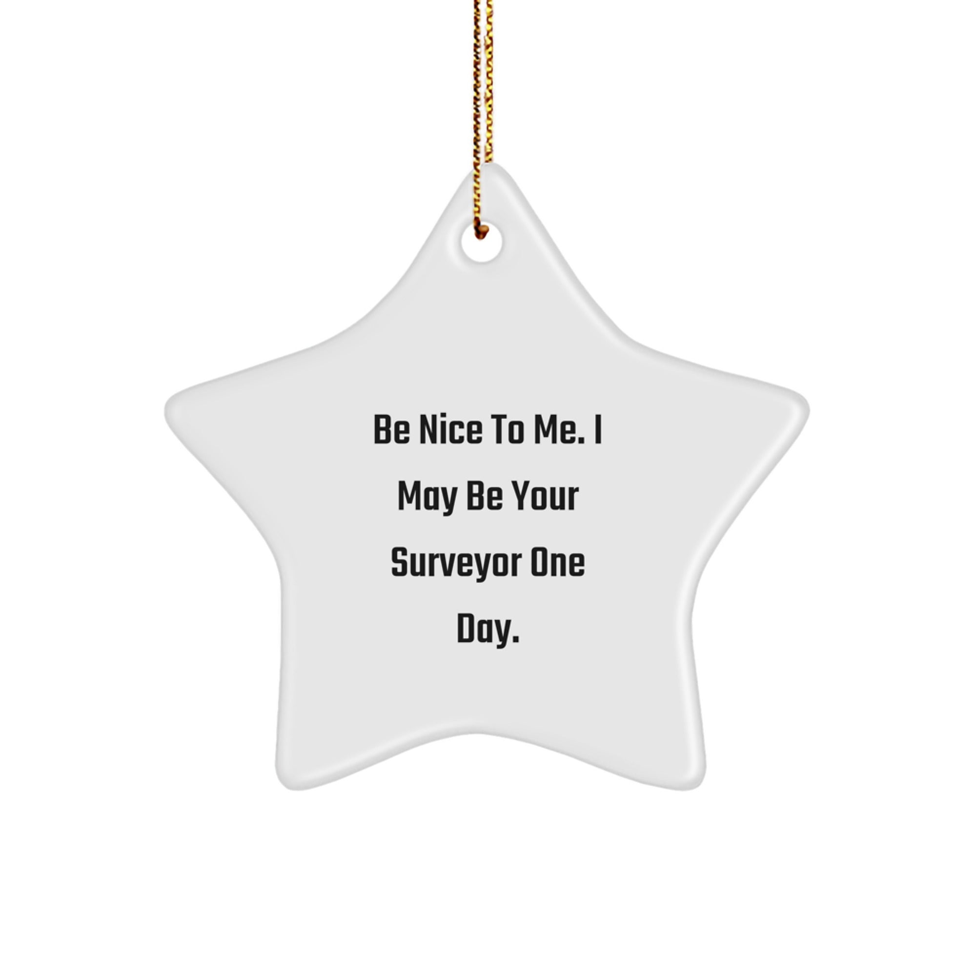 Funny Surveyor Gifts for Friends and Family from Surveyor Enthusiasts, Be Nice to Me Star Ornament Christmas Unique Gifts - Image 1