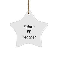 Funny Future PE Teacher's Star Ornament for Christmas Unique Gifts from Friends - Inspirational Quote for Men, Women, Family - Durable MDF with High-Gloss Finish - Image 1