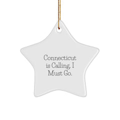 Connecticut Star Ornament, Funny Quote Gift from Friends, Gifts for Men, Unique Christmas Unique Gifts from Connecticut - Image 1