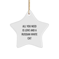 Funny Russian White Cat Star Ornament Gifts from Family to Russian White Cat Lover Friends - Image 1