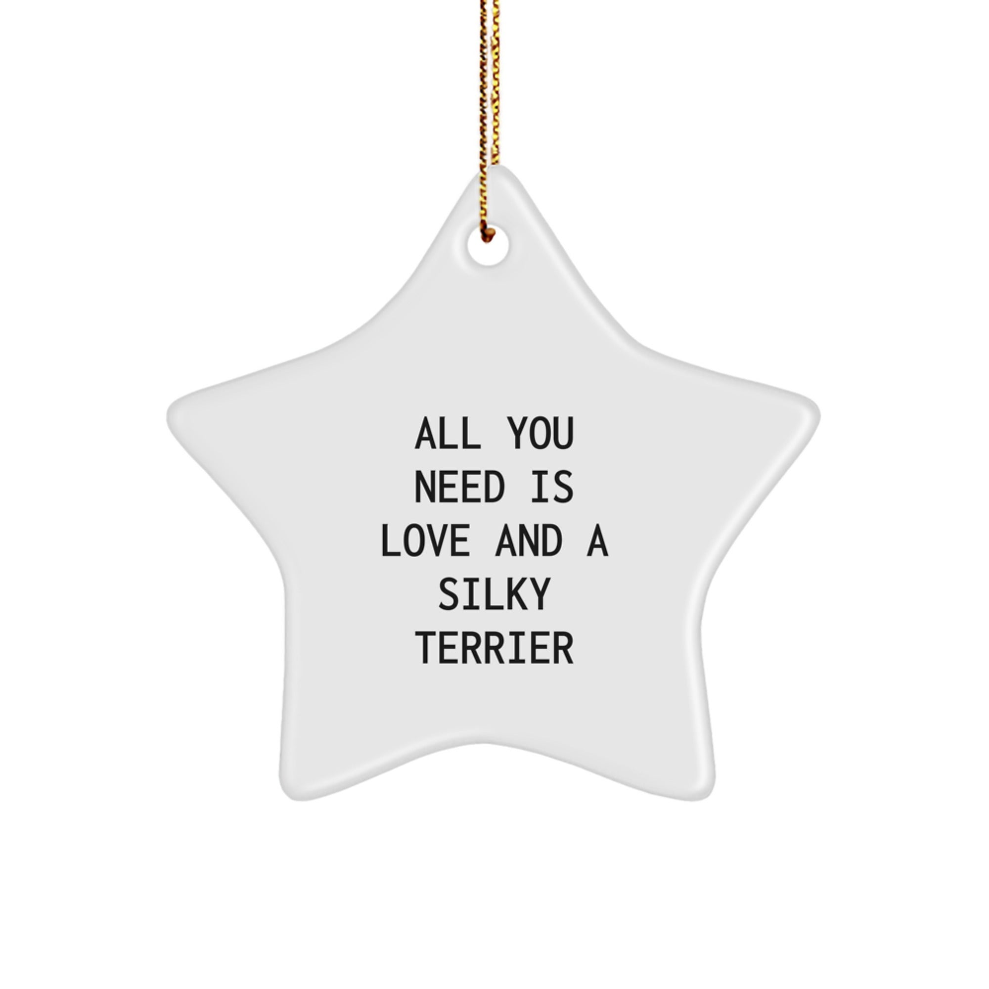 Silky Terrier Dog Lovers Delight, Funny Star Ornament Gifts from Friends, Gifts for Silky Terrier Dog, All You Need Is Love - Image 1