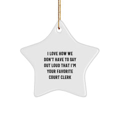 Funny Court Clerk Star Ornament, Gifts from Friends to Favorite Court Clerks, Unique Christmas Memorable Presents - Image 1